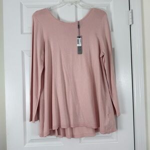 Soft Pink Long Sleeve Bow in the Back Tunic Sweater Size XL NEW